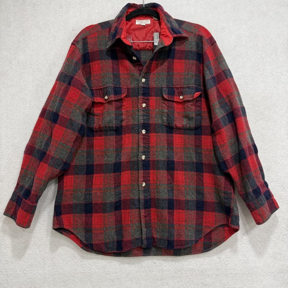 Vintage Oakbrook Jacket Mens XL Red Plaid Wool Lined Flannel Workwear Parka